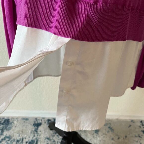 Ralph Lauren Orchid Pink Purple Sweater Exposed White Collar Button up Shirt XL - Picture 6 of 9